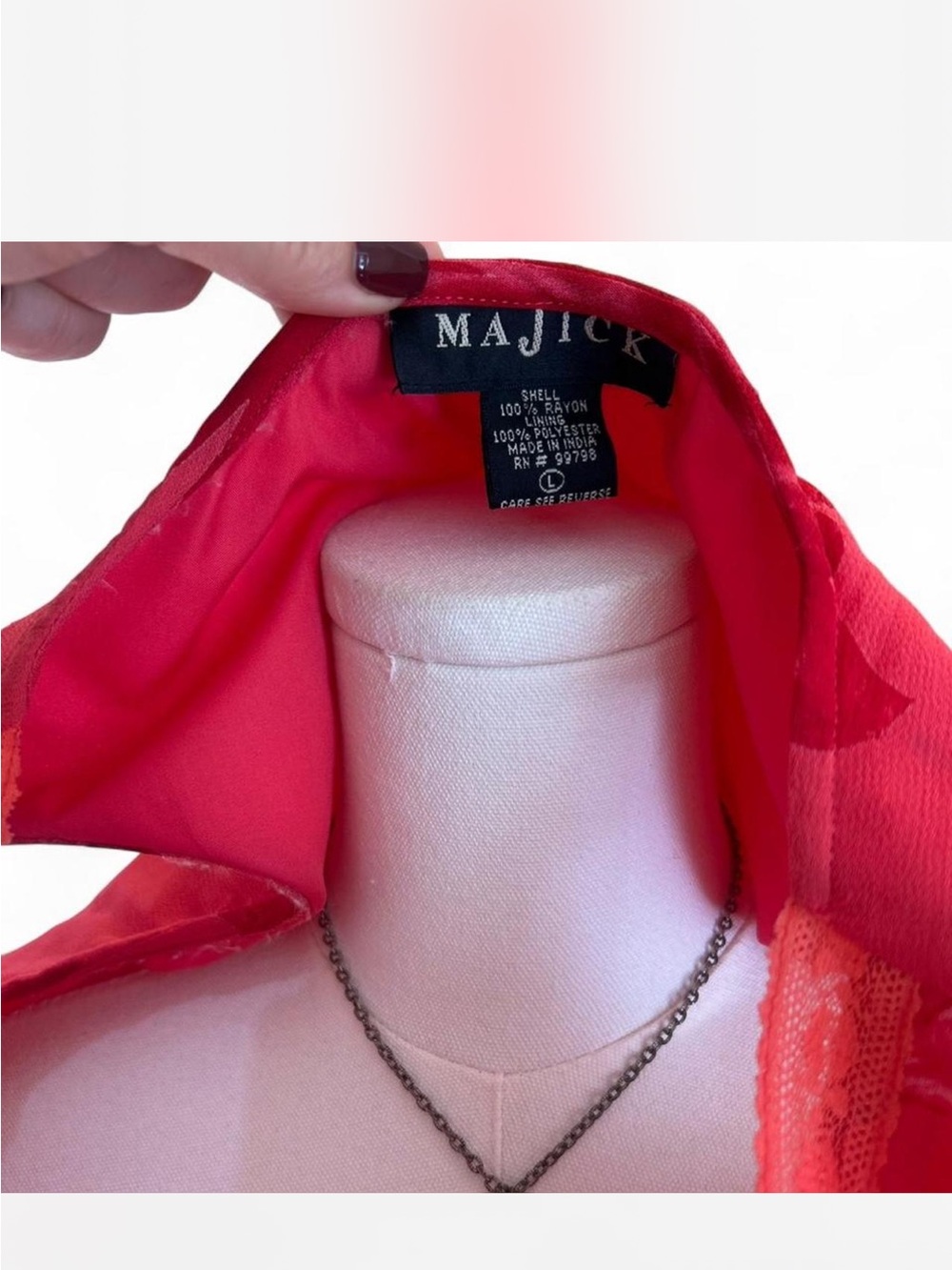 y2k Asymmetrical Babydoll Fairy Floral Pinkish Red Lace Sleeveless Maxi Flawed!! - Picture 2 of 8